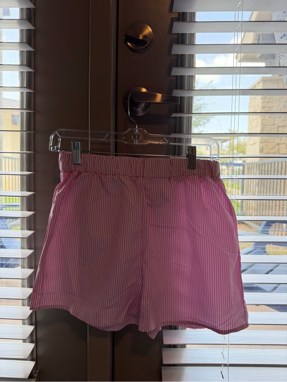 SHEIN Pink & White Pinstripe Shorts